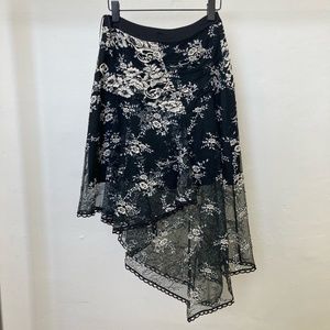 Black Lace Asymmetric Skirt